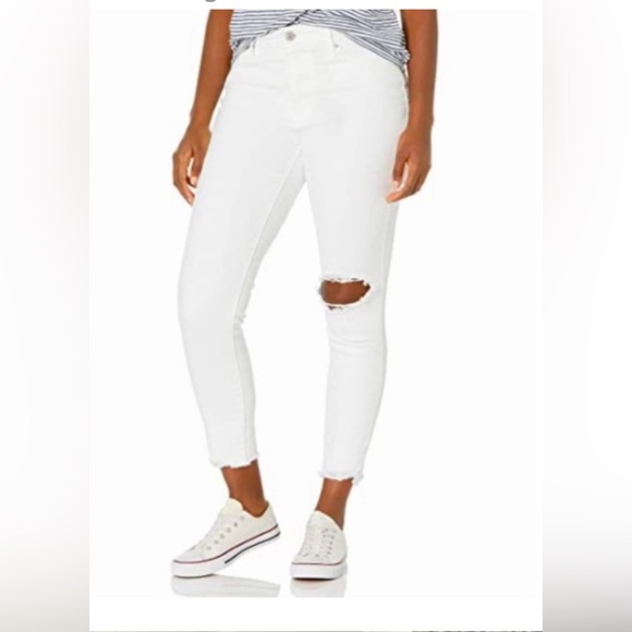 Levi's 721 Women’s Ankle high rise skinny jeans white distressed size 29 - Picture 2 of 11